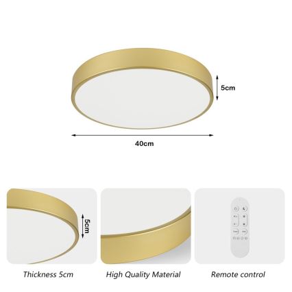 Immax NEO 07292L – Plafonieră LED reglabilă NEO LITE SEMPLICI, 36W, 230V, 3000–6000K, Ø 40 cm, Wi‑Fi Tuya, auriu + telecomandă