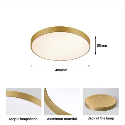 Immax NEO 07292L – Plafonieră LED reglabilă NEO LITE SEMPLICI, 36W, 230V, 3000–6000K, Ø 40 cm, Wi‑Fi Tuya, auriu + telecomandă