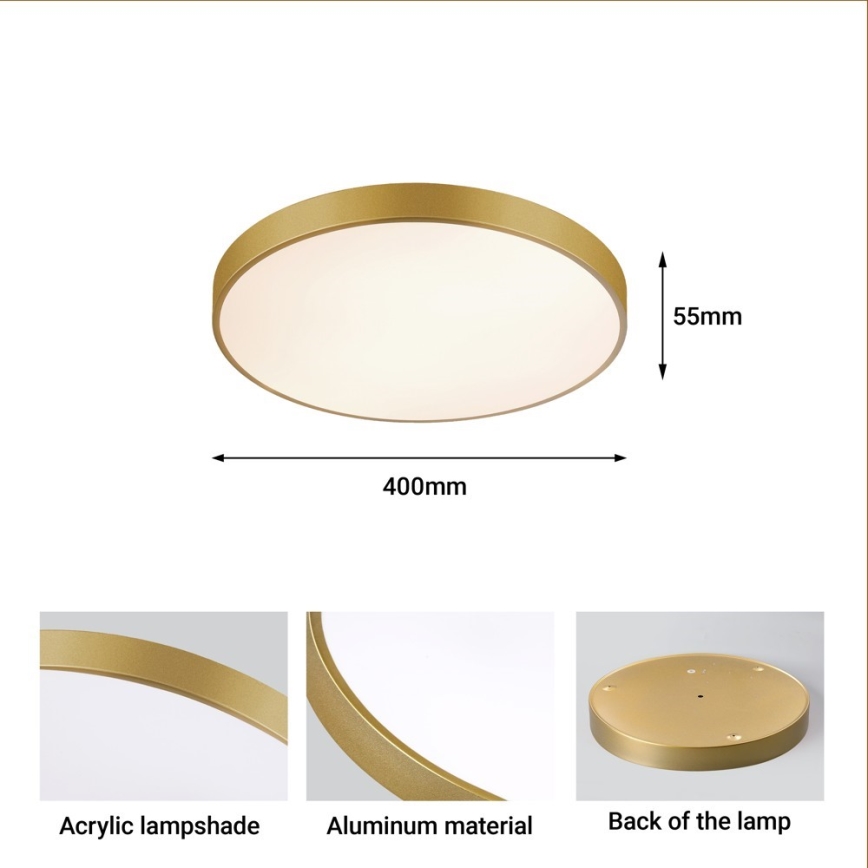 Immax NEO 07292L – Plafonieră LED reglabilă NEO LITE SEMPLICI, 36W, 230V, 3000–6000K, Ø 40 cm, Wi‑Fi Tuya, auriu + telecomandă