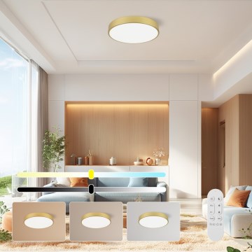 Immax NEO 07292L – Plafonieră LED reglabilă NEO LITE SEMPLICI, 36W, 230V, 3000–6000K, Ø 40 cm, Wi‑Fi Tuya, auriu + telecomandă