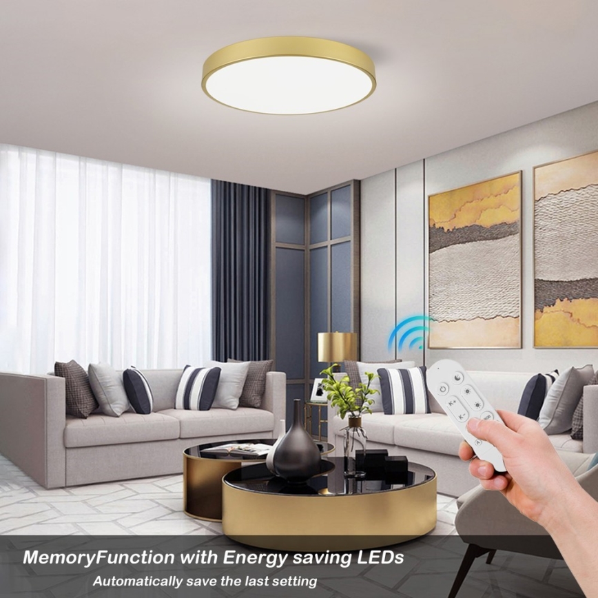 Immax NEO 07293L - Lampă de tavan LED dimabilă NEO LITE SEMPLICI, 60 W, 230 V, 3000-6000 K, Ø60 cm, Wi-Fi Tuya, aurie + telecomandă