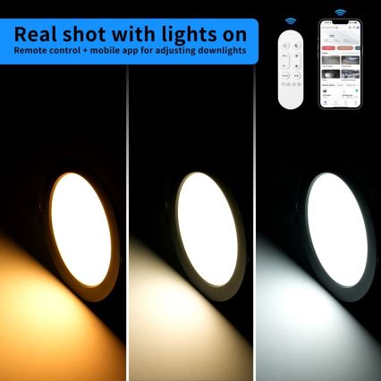 Immax NEO 07294L - Plafonieră LED încastrabilă dimabilă DOWN, 36 W, 230 V, Wi-Fi, Tuya  Tuya  diam. 23 cm, alb