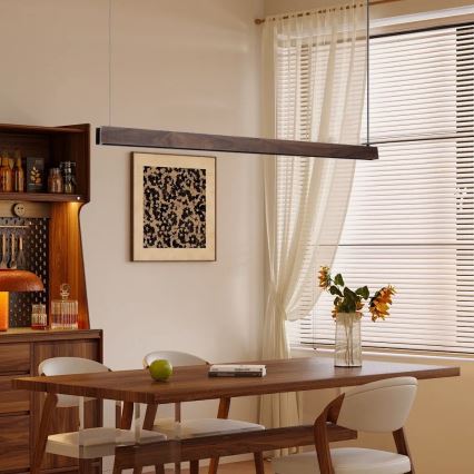 Immax NEO 07300L - Lustru LED dimmabil suspendat pe cablu MADEIRA LED/26W/230V Wi-Fi Tuya 122 cm, finisaj nuc + telecomandă