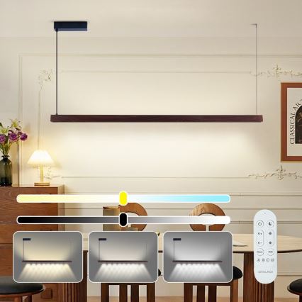 Immax NEO 07301L - Lustră LED dimabilă suspendată pe cablu MADEIRA LED/33W/230V Wi‑Fi Tuya 152 cm nuc + telecomandă