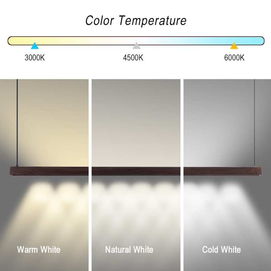 Immax NEO 07301L - Lustră LED dimabilă suspendată pe cablu MADEIRA LED/33W/230V Wi‑Fi Tuya 152 cm nuc + telecomandă