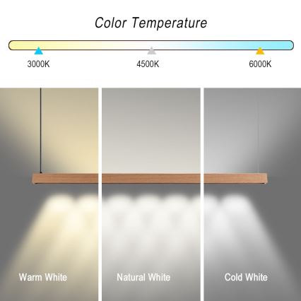 Immax NEO 07303L - Lustră LED reglabilă suspendată pe cablu MADEIRA LED/26W/230V Wi‑Fi Tuya 122 cm stejar + telecomandă