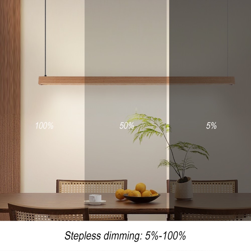 Immax NEO 07303L - Lustră LED reglabilă suspendată pe cablu MADEIRA LED/26W/230V Wi‑Fi Tuya 122 cm stejar + telecomandă