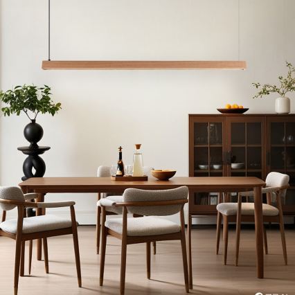 Immax NEO 07303L - Lustră LED reglabilă suspendată pe cablu MADEIRA LED/26W/230V Wi‑Fi Tuya 122 cm stejar + telecomandă