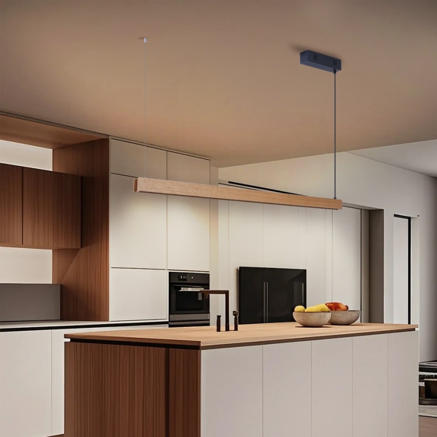 Immax NEO 07303L - Lustră LED reglabilă suspendată pe cablu MADEIRA LED/26W/230V Wi‑Fi Tuya 122 cm stejar + telecomandă