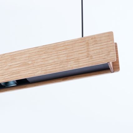 Immax NEO 07304L MADEIRA – lustră LED dimabilă pe cablu, 33W/230V, Wi‑Fi Tuya, 152 cm, stejar + telecomandă