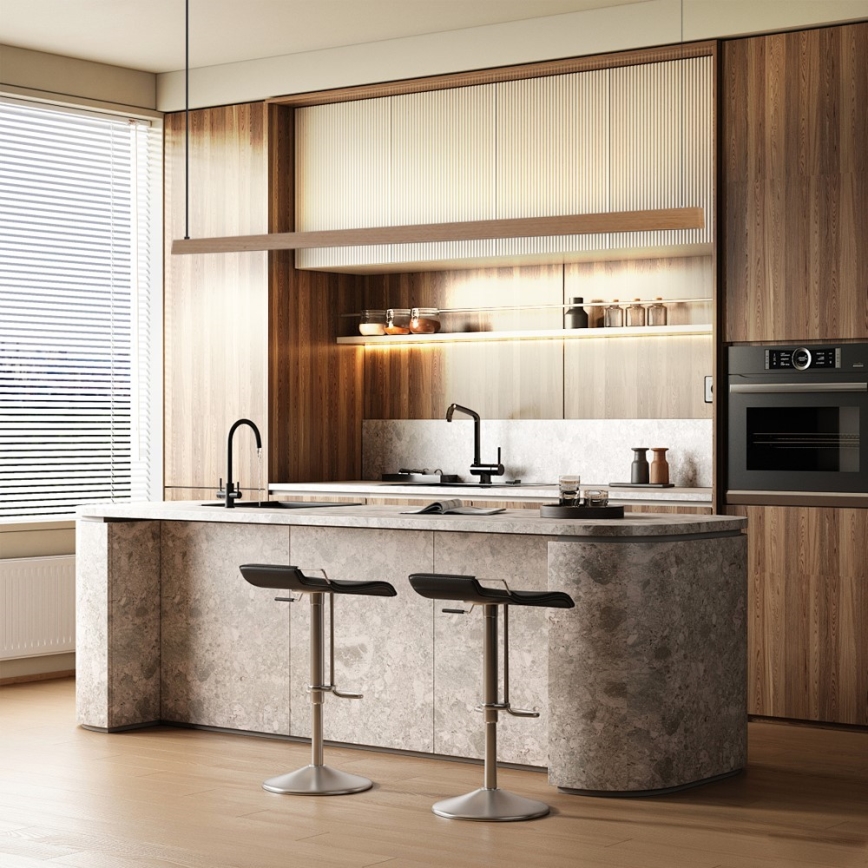 Immax NEO 07305L - Lustra LED reglabilă suspendată pe cablu MADEIRA LED/44W/230V Wi-Fi Tuya 202 cm stejar + telecomandă