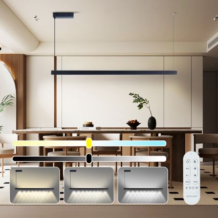 Immax NEO 07307L - Lustru LED reglabil pe cablu MADEIRA, 33 W, 230 V, Wi‑Fi (Tuya), 152 cm, negru, telecomandă inclusă