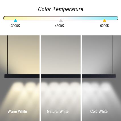 Immax NEO 07307L - Lustru LED reglabil pe cablu MADEIRA, 33 W, 230 V, Wi‑Fi (Tuya), 152 cm, negru, telecomandă inclusă