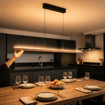 Immax NEO 07309L - Lustră LED dimabilă suspendată pe cablu cu senzor MADEIRA LED/37W/230V 157 cm nuc