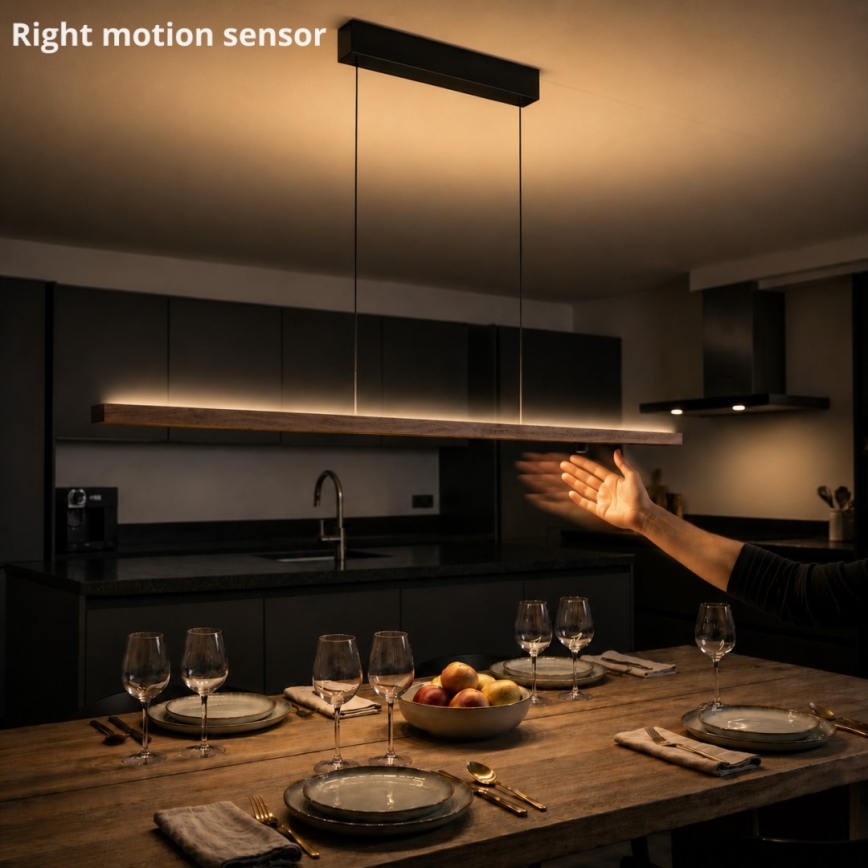 Immax NEO 07309L - Lustră LED dimabilă suspendată pe cablu cu senzor MADEIRA LED/37W/230V 157 cm nuc