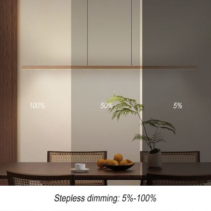 Immax NEO 07310L - Lustră LED reglabilă suspendată pe cablu cu senzor MADEIRA LED/37W/230V, 157 cm, frasin