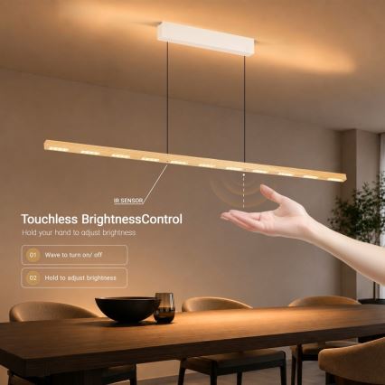 Immax NEO 07310L - Lustră LED reglabilă suspendată pe cablu cu senzor MADEIRA LED/37W/230V, 157 cm, frasin