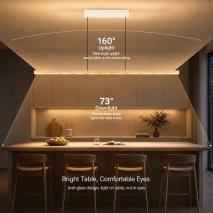 Immax NEO 07310L - Lustră LED reglabilă suspendată pe cablu cu senzor MADEIRA LED/37W/230V, 157 cm, frasin