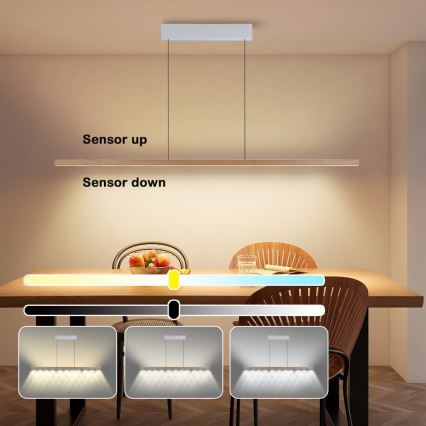 Immax NEO 07310L - Lustră LED reglabilă suspendată pe cablu cu senzor MADEIRA LED/37W/230V, 157 cm, frasin