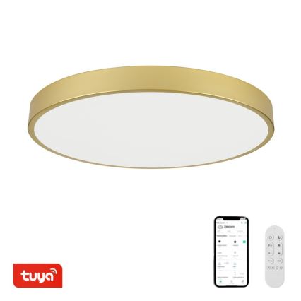 Immax NEO 07311L - Lampă de tavan LED dimabilă SEMPLICI LED/96W/230V Ø 80 cm Wi-Fi Tuya aurie + telecomandă