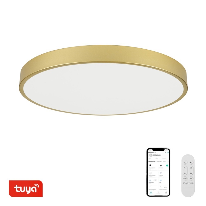 Immax NEO 07311L - Lampă de tavan LED dimabilă SEMPLICI LED/96W/230V Ø 80 cm Wi-Fi Tuya aurie + telecomandă