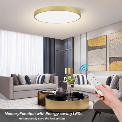 Immax NEO 07311L - Lampă de tavan LED dimabilă SEMPLICI LED/96W/230V Ø 80 cm Wi-Fi Tuya aurie + telecomandă