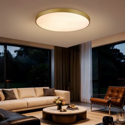 Immax NEO 07311L - Lampă de tavan LED dimabilă SEMPLICI LED/96W/230V Ø 80 cm Wi-Fi Tuya aurie + telecomandă