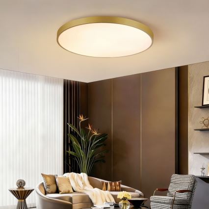 Immax NEO 07311L - Lampă de tavan LED dimabilă SEMPLICI LED/96W/230V Ø 80 cm Wi-Fi Tuya aurie + telecomandă