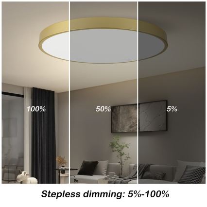 Immax NEO 07311L - Lampă de tavan LED dimabilă SEMPLICI LED/96W/230V Ø 80 cm Wi-Fi Tuya aurie + telecomandă