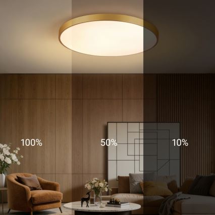 Immax NEO 07311L - Lampă de tavan LED dimabilă SEMPLICI LED/96W/230V Ø 80 cm Wi-Fi Tuya aurie + telecomandă