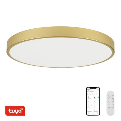 Immax NEO 07312L - Lampă de tavan LED dimabilă SEMPLICI LED/128W/230V, diam. 100 cm, Wi‑Fi Tuya, auriu + telecomandă