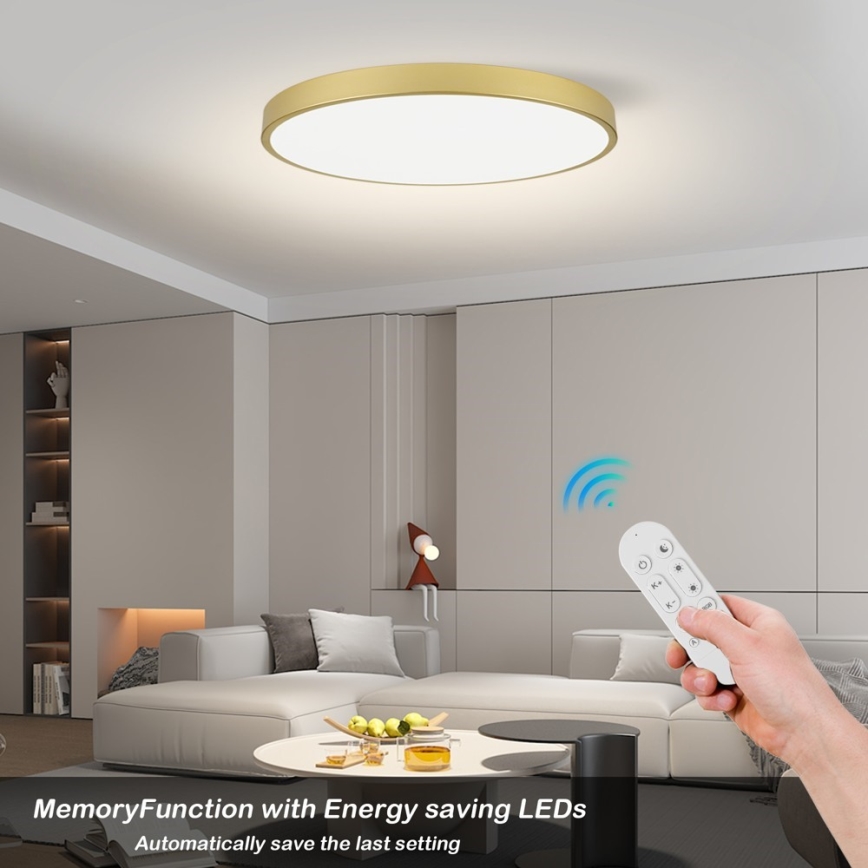 Immax NEO 07312L - Lampă de tavan LED dimabilă SEMPLICI LED/128W/230V, diam. 100 cm, Wi‑Fi Tuya, auriu + telecomandă