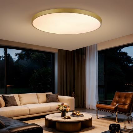 Immax NEO 07312L - Lampă de tavan LED dimabilă SEMPLICI LED/128W/230V, diam. 100 cm, Wi‑Fi Tuya, auriu + telecomandă