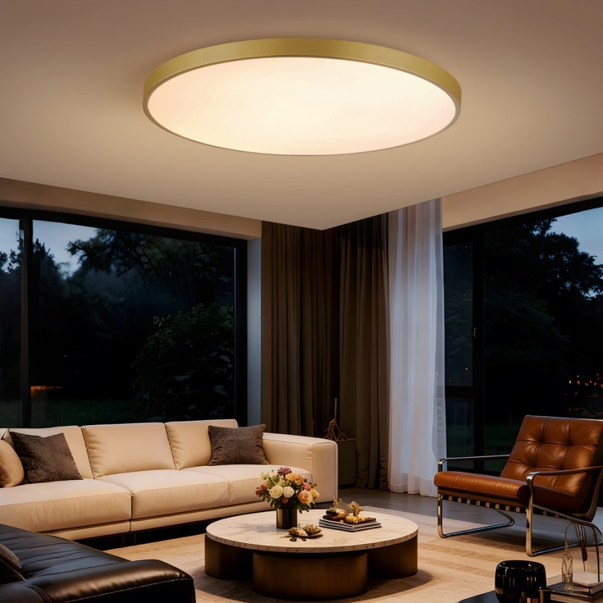 Immax NEO 07312L - Lampă de tavan LED dimabilă SEMPLICI LED/128W/230V, diam. 100 cm, Wi‑Fi Tuya, auriu + telecomandă