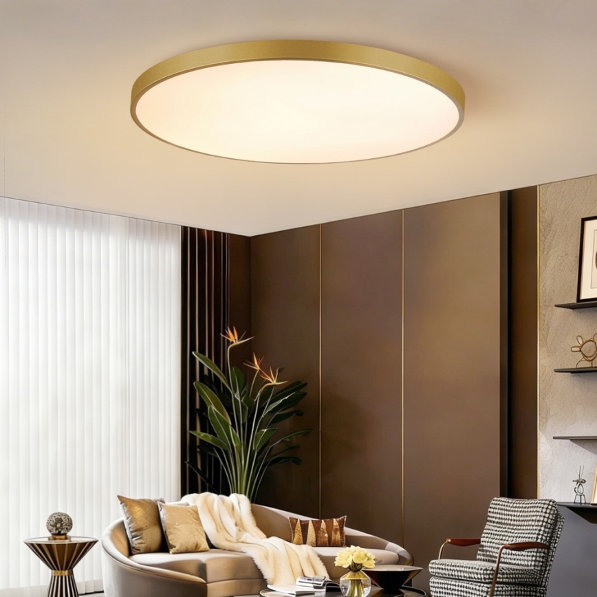 Immax NEO 07312L - Lampă de tavan LED dimabilă SEMPLICI LED/128W/230V, diam. 100 cm, Wi‑Fi Tuya, auriu + telecomandă
