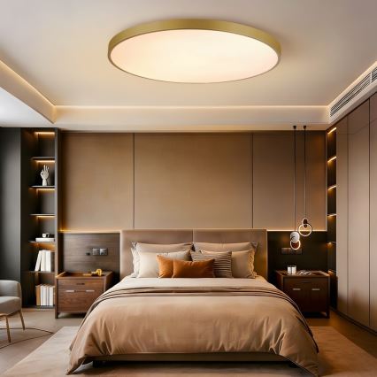 Immax NEO 07312L - Lampă de tavan LED dimabilă SEMPLICI LED/128W/230V, diam. 100 cm, Wi‑Fi Tuya, auriu + telecomandă