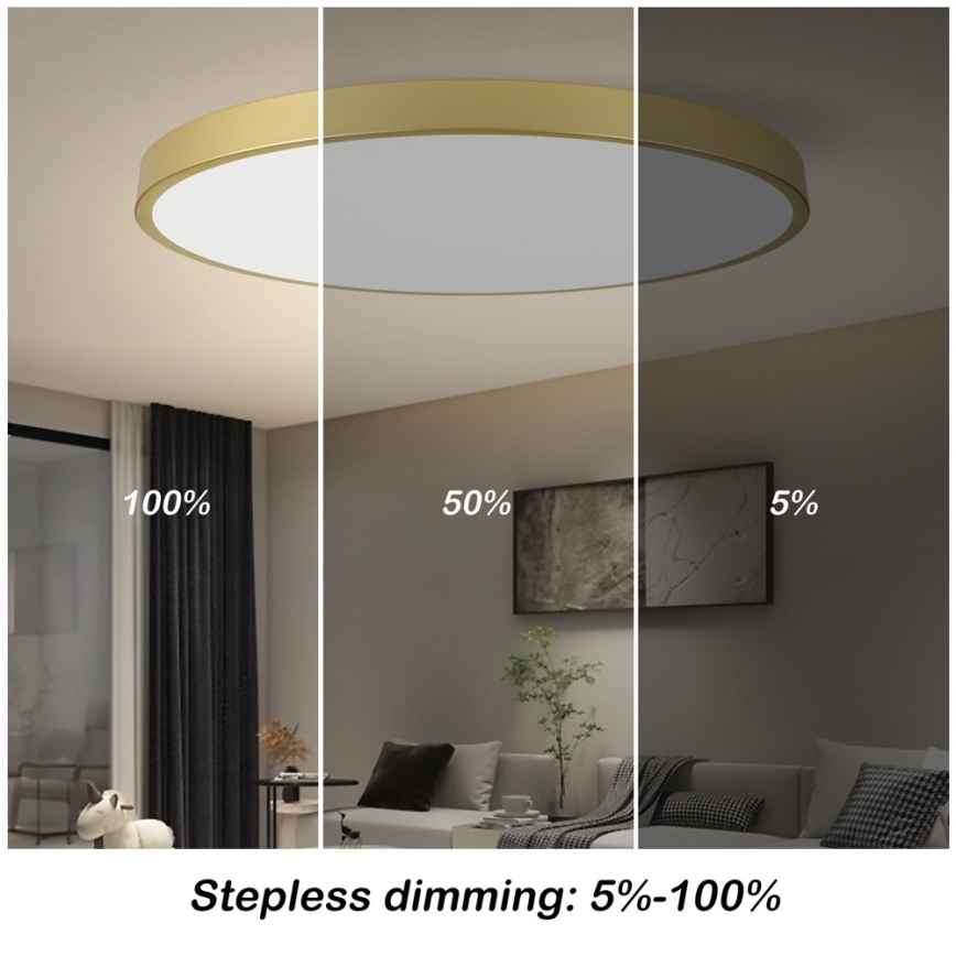 Immax NEO 07312L - Lampă de tavan LED dimabilă SEMPLICI LED/128W/230V, diam. 100 cm, Wi‑Fi Tuya, auriu + telecomandă
