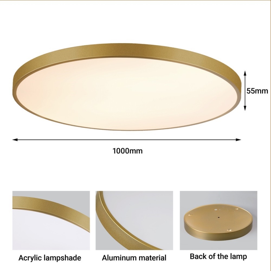 Immax NEO 07312L - Lampă de tavan LED dimabilă SEMPLICI LED/128W/230V, diam. 100 cm, Wi‑Fi Tuya, auriu + telecomandă