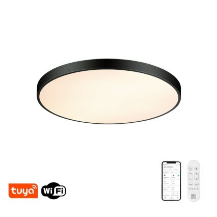 Immax NEO 07313L - Plafonieră LED dimabilă SEMPLICI LED/96W/230V Ø 80 cm Wi‑Fi Tuya neagră + telecomandă