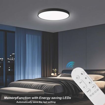 Immax NEO 07313L - Plafonieră LED dimabilă SEMPLICI LED/96W/230V Ø 80 cm Wi‑Fi Tuya neagră + telecomandă