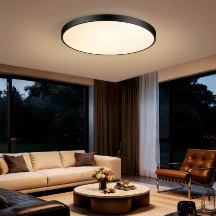 Immax NEO 07313L - Plafonieră LED dimabilă SEMPLICI LED/96W/230V Ø 80 cm Wi‑Fi Tuya neagră + telecomandă