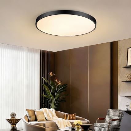 Immax NEO 07313L - Plafonieră LED dimabilă SEMPLICI LED/96W/230V Ø 80 cm Wi‑Fi Tuya neagră + telecomandă
