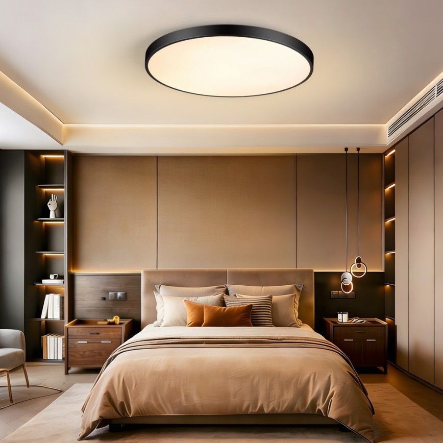Immax NEO 07313L - Plafonieră LED dimabilă SEMPLICI LED/96W/230V Ø 80 cm Wi‑Fi Tuya neagră + telecomandă