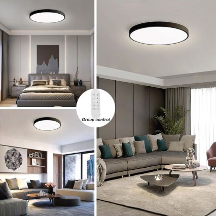 Immax NEO 07313L - Plafonieră LED dimabilă SEMPLICI LED/96W/230V Ø 80 cm Wi‑Fi Tuya neagră + telecomandă