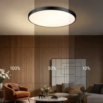 Immax NEO 07313L - Plafonieră LED dimabilă SEMPLICI LED/96W/230V Ø 80 cm Wi‑Fi Tuya neagră + telecomandă
