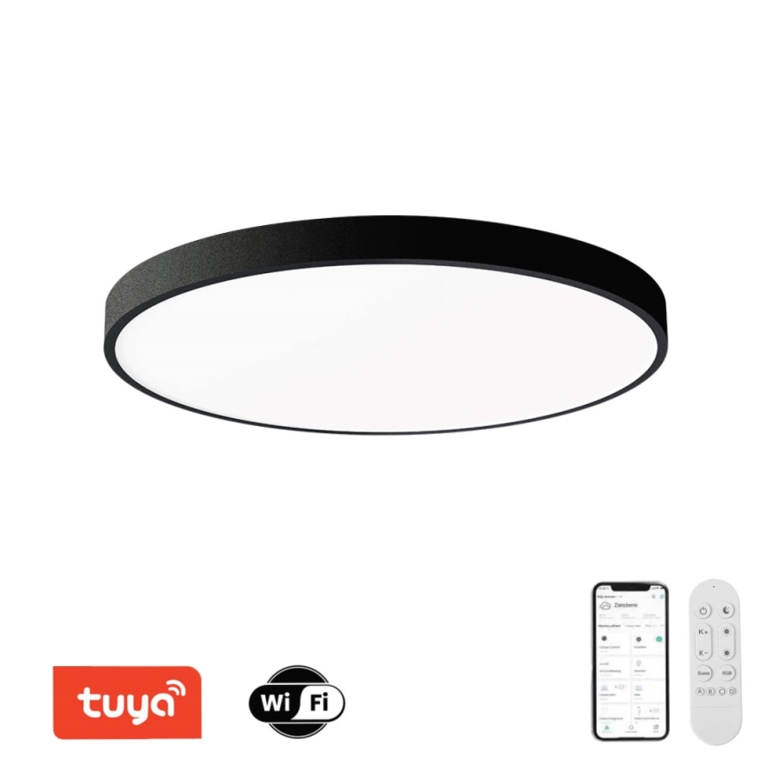 Immax NEO 07314L - Plafonieră LED reglabilă SEMPLICI, 128 W, 230 V, diametru 100 cm, Wi-Fi Tuya, neagră, cu telecomandă inclusă