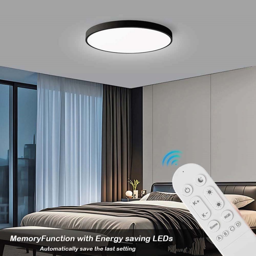 Immax NEO 07314L - Plafonieră LED reglabilă SEMPLICI, 128 W, 230 V, diametru 100 cm, Wi-Fi Tuya, neagră, cu telecomandă inclusă