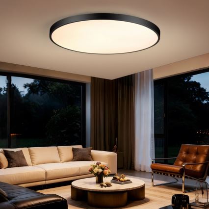 Immax NEO 07314L - Plafonieră LED reglabilă SEMPLICI, 128 W, 230 V, diametru 100 cm, Wi-Fi Tuya, neagră, cu telecomandă inclusă