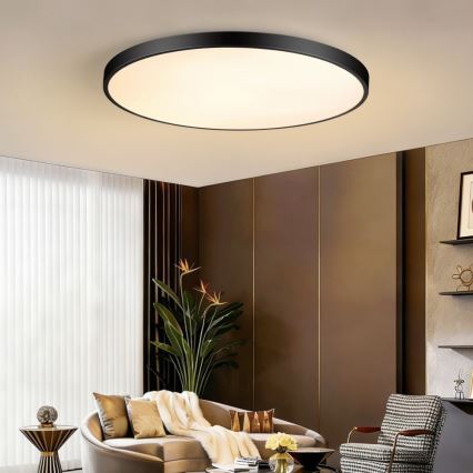 Immax NEO 07314L - Plafonieră LED reglabilă SEMPLICI, 128 W, 230 V, diametru 100 cm, Wi-Fi Tuya, neagră, cu telecomandă inclusă