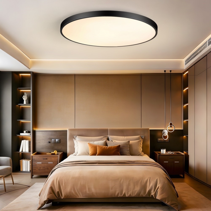 Immax NEO 07314L - Plafonieră LED reglabilă SEMPLICI, 128 W, 230 V, diametru 100 cm, Wi-Fi Tuya, neagră, cu telecomandă inclusă